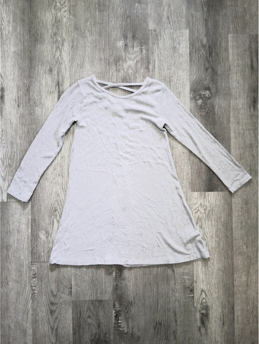 Btween Girls Size 10 Gray Criss Cross Strappy Neck Tunic Long Sleeve Heath Dress